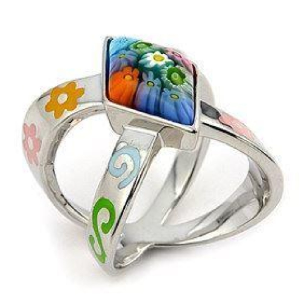 Ring MULTI COLOR DIAMOND SHAPE MURANO MILLEFIORI